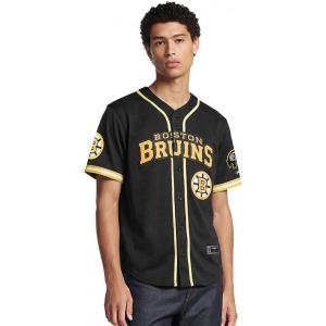 Pro Standard NHL Mens Mens NHL Mesh Button Down Top(Black/Yellow)