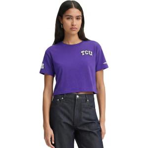Pro Standard Women’s College Classic Chenille Short Sleeve Boxy Tee(Purple)