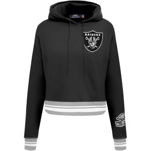Pro Standard Womens NFL Mash Up Cropped Pullover Hoodie(Black/Gray)