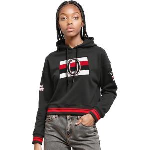 Pro Standard Womens NHL Retro Classics Brushed Back French Terry Cropped Pullover Hoodie(Black)