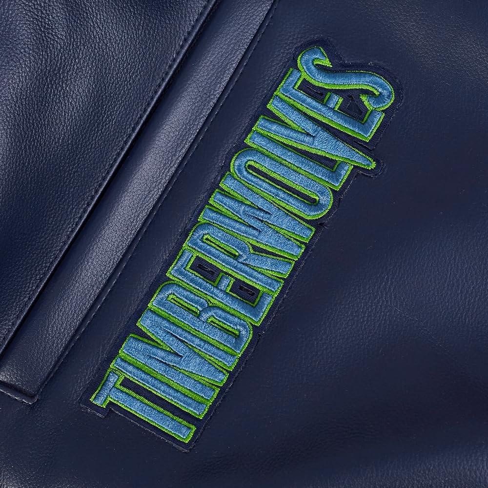 image:imageMens NBA City Signature Leather JacketMidnight NavyWhite
