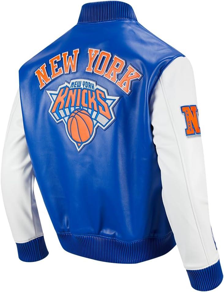 image:imageMens NBA City Signature Leather JacketRoyal BlueWhite