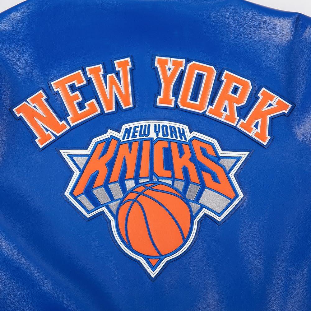 image:imageMens NBA City Signature Leather JacketRoyal BlueWhite