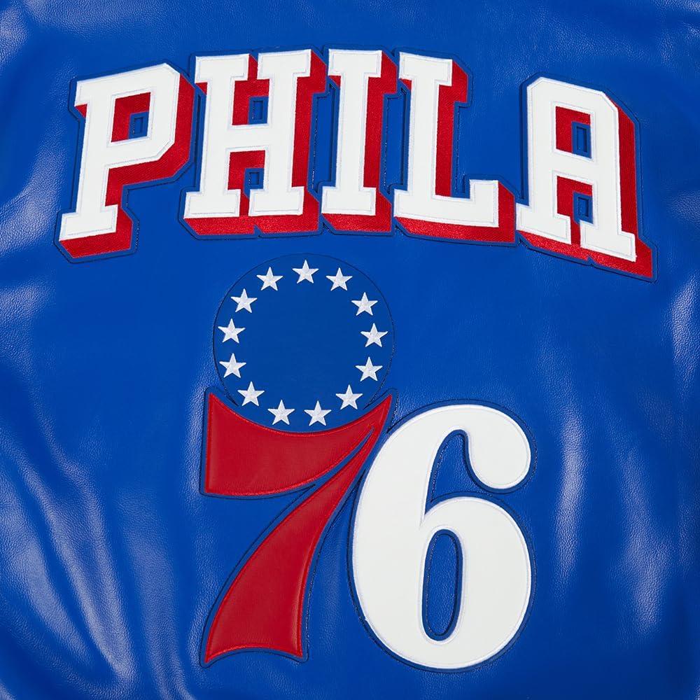image:imageMens NBA City Signature Leather JacketRoyal BlueWhite