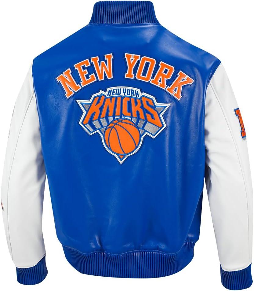 image:imageMens NBA City Signature Leather JacketRoyal BlueWhite