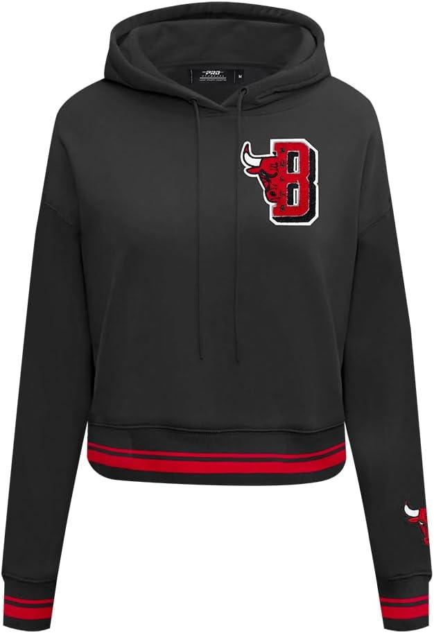 image:imagePro Standard NBA womens Womens Nba Mash Up Brushed Back French Terry Cropped Pullover HoodieBlackRedBlack
