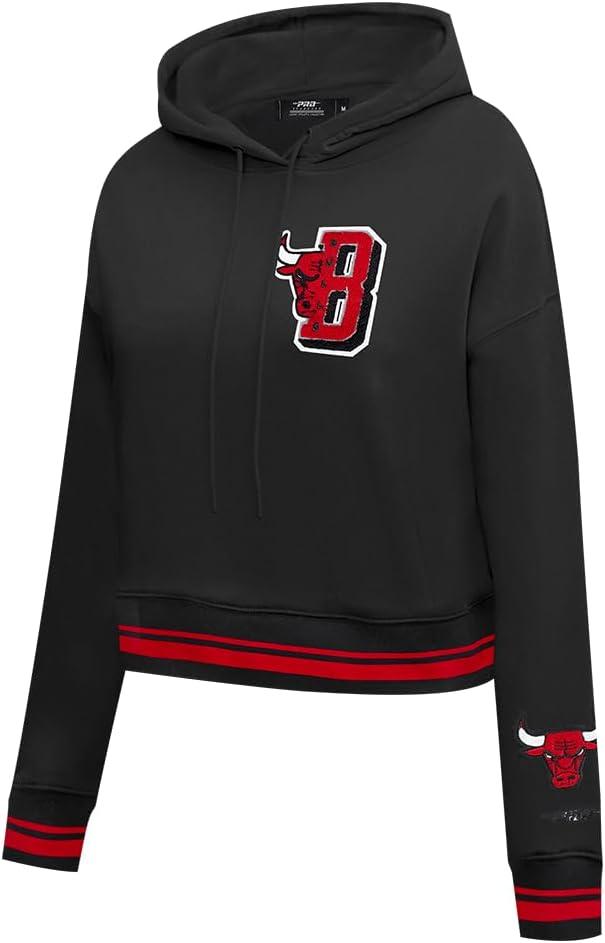 image:imagePro Standard NBA womens Womens Nba Mash Up Brushed Back French Terry Cropped Pullover HoodieBlackRedBlack