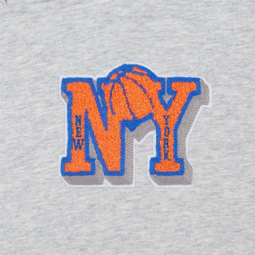 image:imagePro Standard NBA womens Womens Nba Mash Up Brushed Back French Terry Cropped Pullover HoodieHeather GreyRoyalOrange