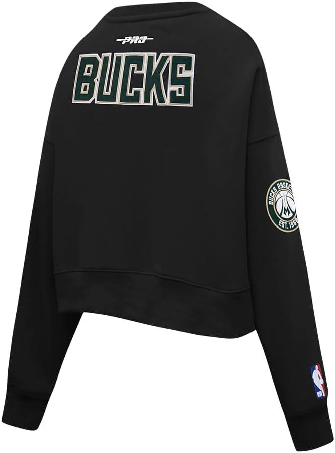 image:imagePro Standard NBA womens Womens Nba Milwaukee Bucks Classic Player Brushed Back French Terry Crewneck SweatshirtBlack
