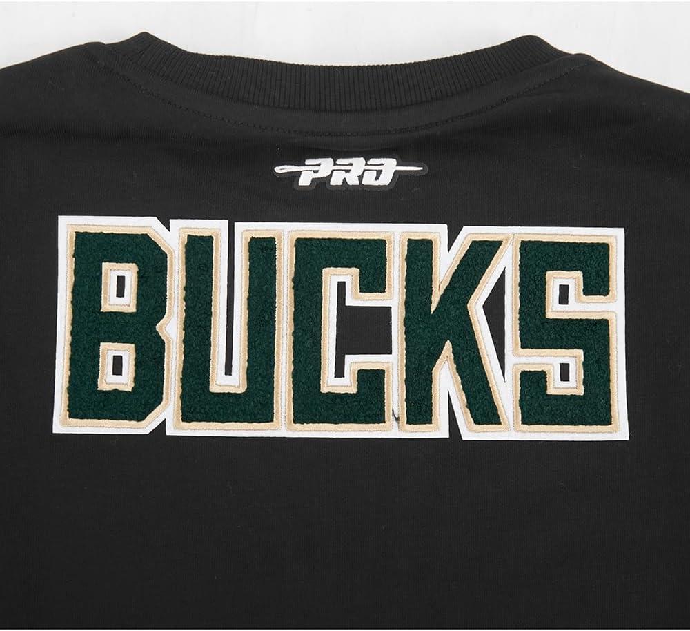 image:imagePro Standard NBA womens Womens Nba Milwaukee Bucks Classic Player Brushed Back French Terry Crewneck SweatshirtBlack