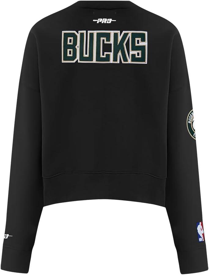 image:imagePro Standard NBA womens Womens Nba Milwaukee Bucks Classic Player Brushed Back French Terry Crewneck SweatshirtBlack