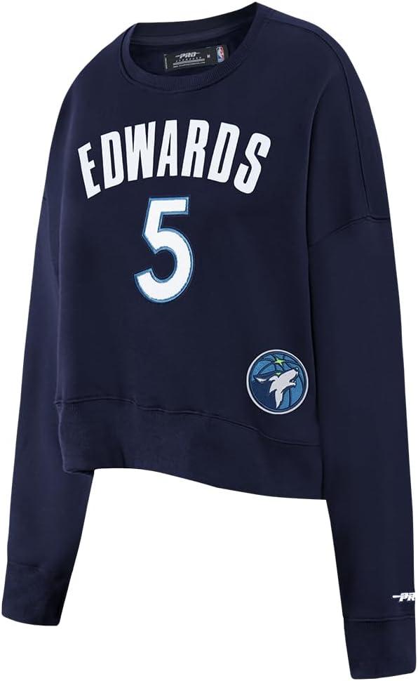 image:imagePro Standard NBA womens Womens Nba Minnesota Timberwolves Classic Player Brushed Back French Terry Crewneck SweatshirtMidnight Navy