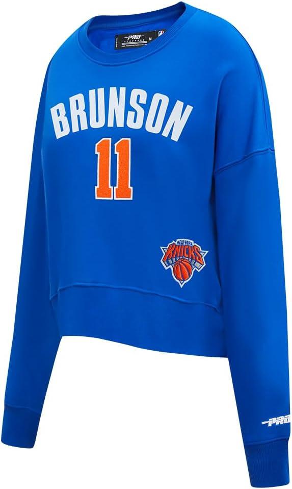 image:imagePro Standard NBA womens Womens Nba New York Knicks Classic Player Brushed Back French Terry Crewneck SweatshirtRoyal Blue