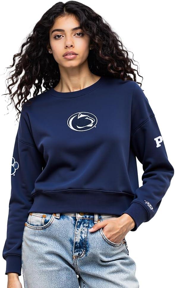 image:imagePro Standard NCAA womens Womens College Classic Chenille Brushed Back French Terry Crewneck SweatshirtMidnight Navy