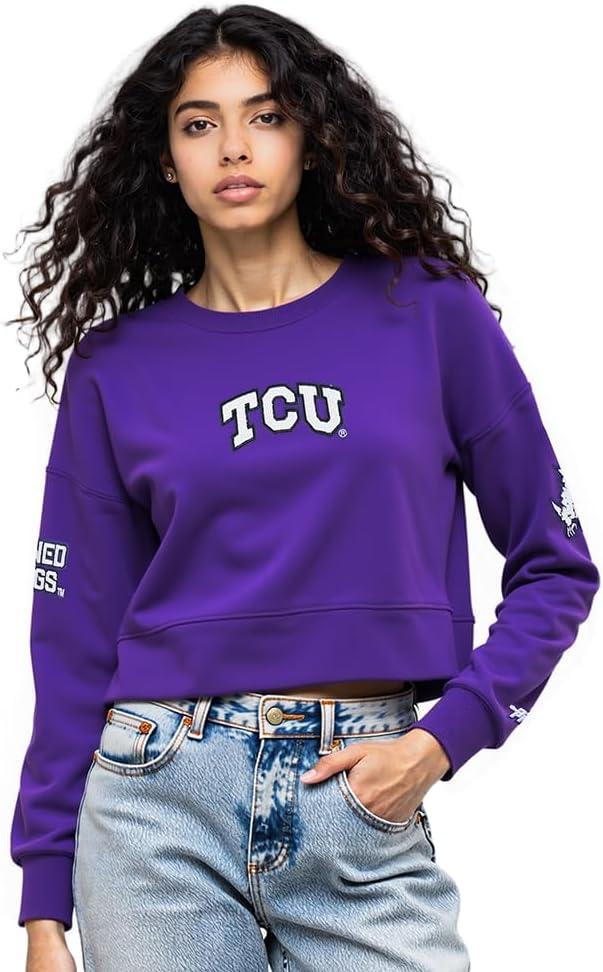 image:imagePro Standard NCAA womens Womens College Classic Chenille Brushed Back French Terry Crewneck SweatshirtPurple