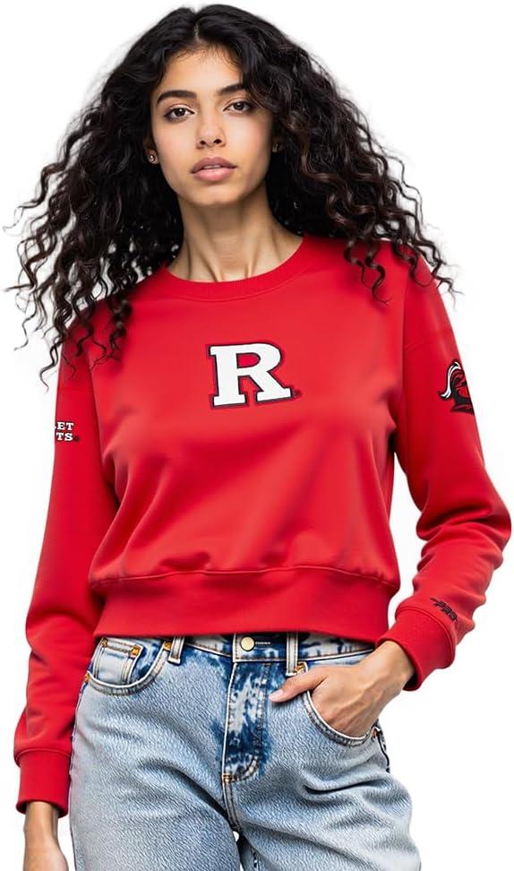 image:imagePro Standard NCAA womens Womens College Classic Chenille Brushed Back French Terry Crewneck SweatshirtRed