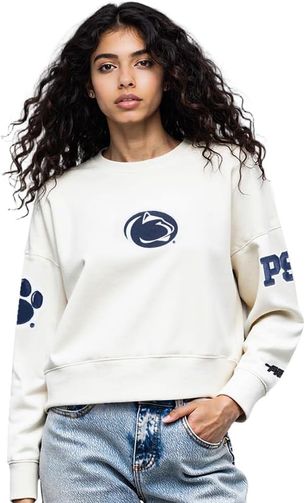 image:imagePro Standard NCAA womens Womens College Classic Chenille Brushed Back French Terry Crewneck SweatshirtWhite