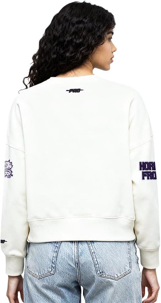 image:imagePro Standard NCAA womens Womens College Classic Chenille Brushed Back French Terry Crewneck SweatshirtWhite