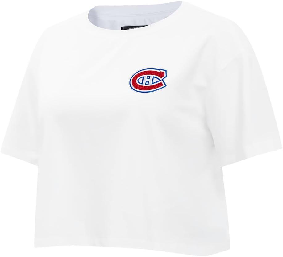 image:imagePro Standard NHL Womens Pro Standard Womens NHL Classic Chenille Cotton Short Sleeve Boxy TeeWhite