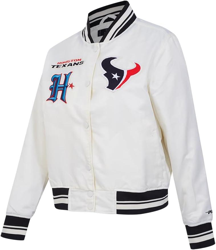 image:imagePro Standard Womens NFL Houston Texans Retro Classics Satin Jacket EggshellBlack M