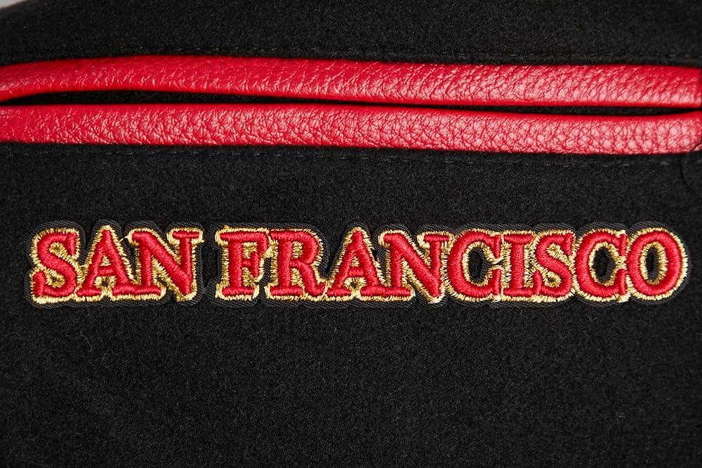 image:imagePro Standard Womens NFL Retro Classics Varsity JacketBlackRedBlack