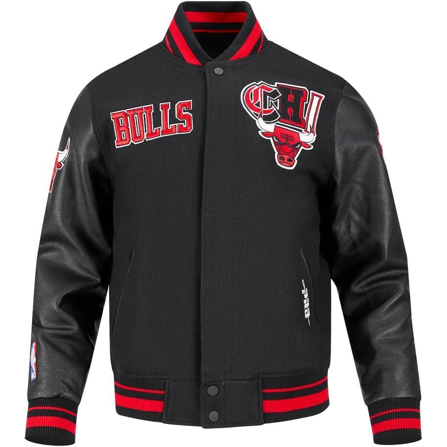 image:imagePRO STANDARD Mens NBA City Ransom Varsity JacketBlackRedBlack