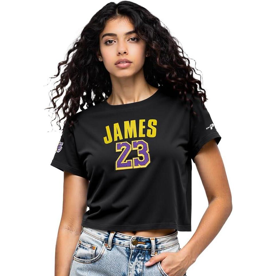 image:imagePro Standard NBA Womens Womens NBA Los Angeles Lakers Classic Player Cotton Short Sleeve Boxy TeeBlack