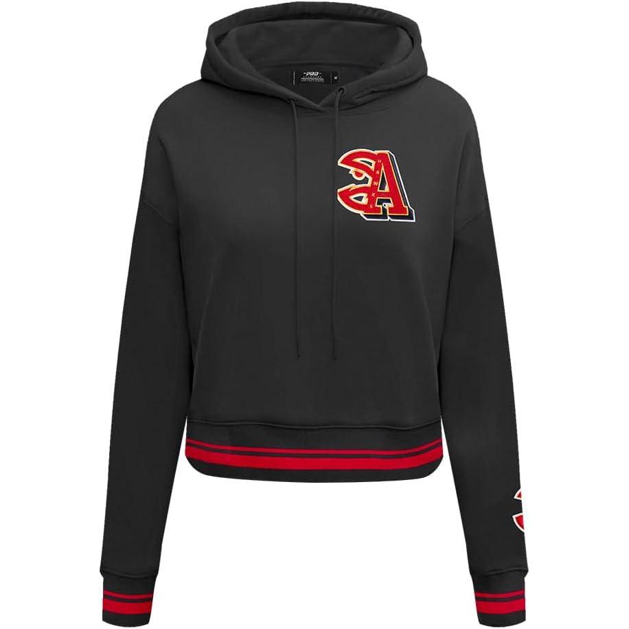 image:imagePro Standard NBA womens Womens Nba Mash Up Brushed Back French Terry Cropped Pullover HoodieBlackRedBlack