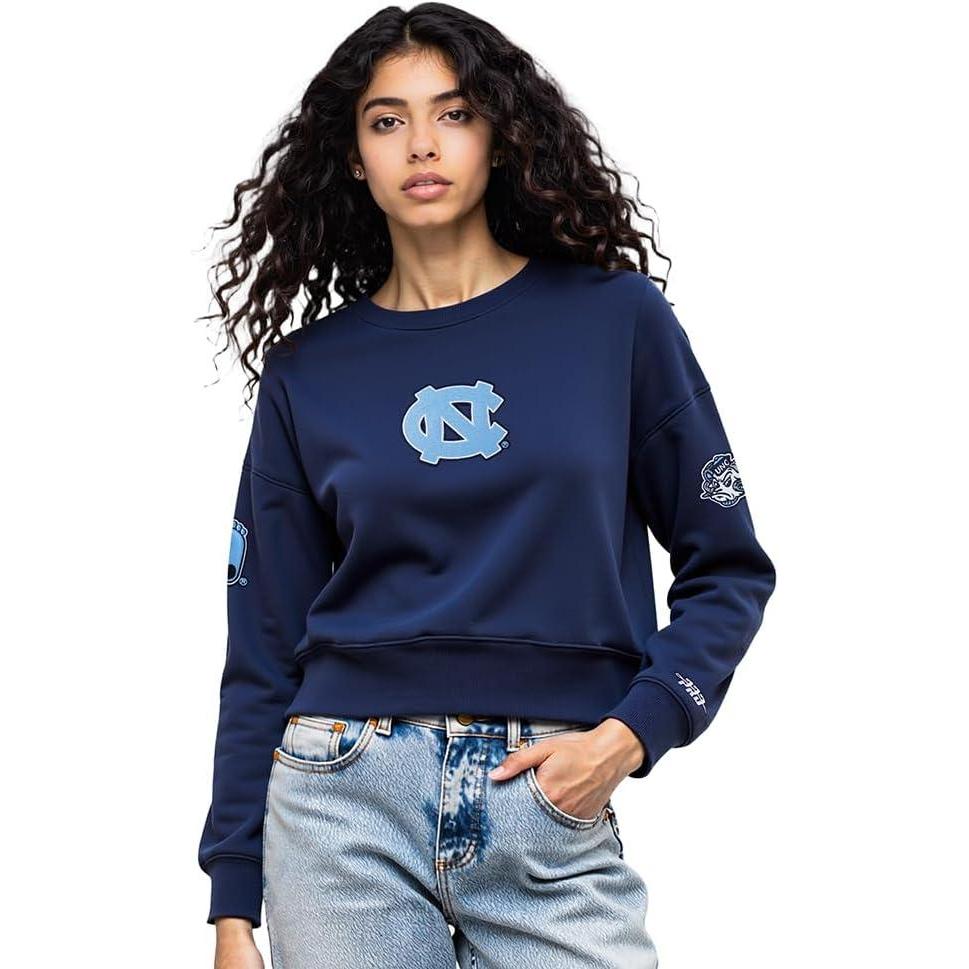 image:imagePro Standard NCAA womens Womens College Classic Chenille Brushed Back French Terry Crewneck SweatshirtMidnight Navy