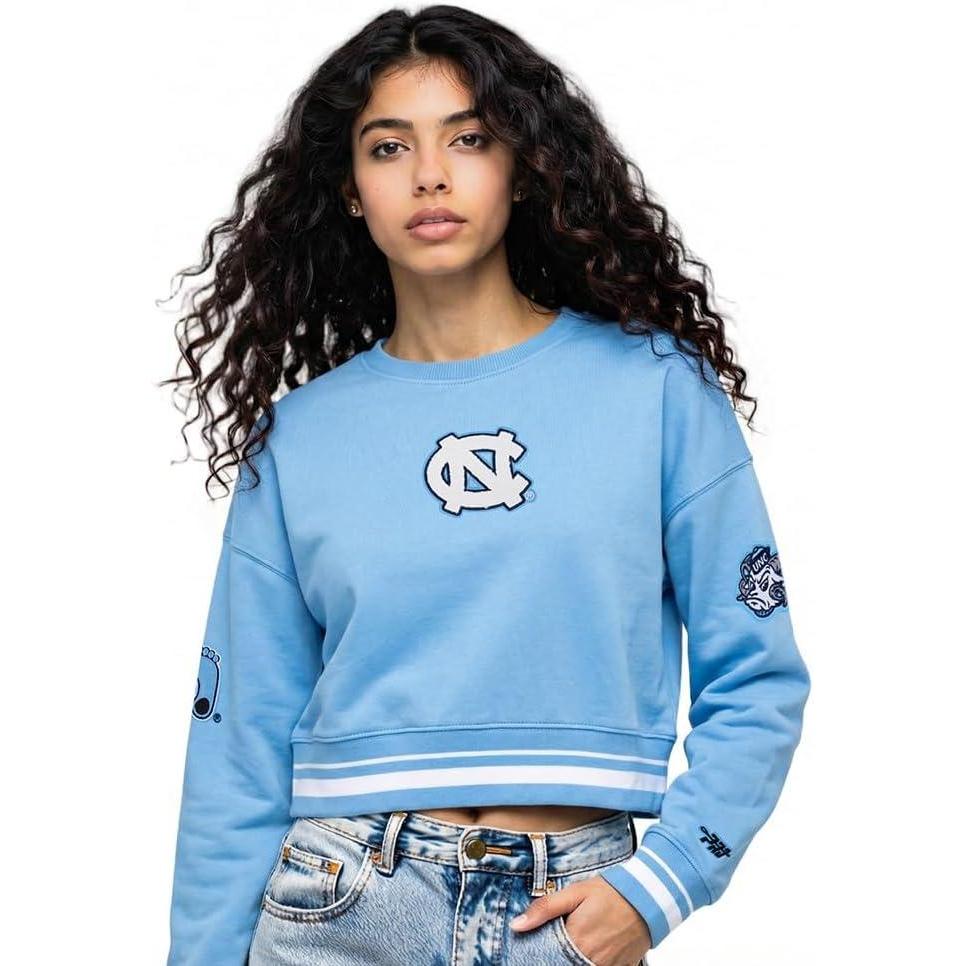 image:imagePro Standard NCAA womens Womens College Classic Chenille Brushed Back French Terry Crewneck SweatshirtUniversity Blue
