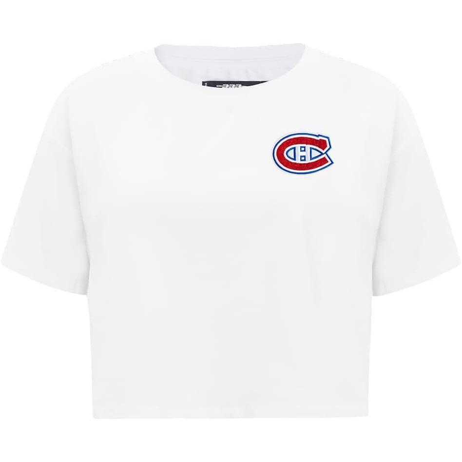 image:imagePro Standard NHL Womens Pro Standard Womens NHL Classic Chenille Cotton Short Sleeve Boxy TeeWhite