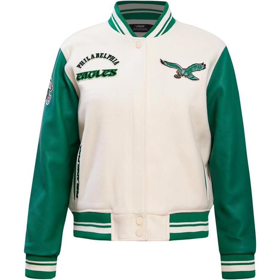 image:imagePro Standard Womens NFL Retro Classics Varsity JacketEggshell Kelly Green