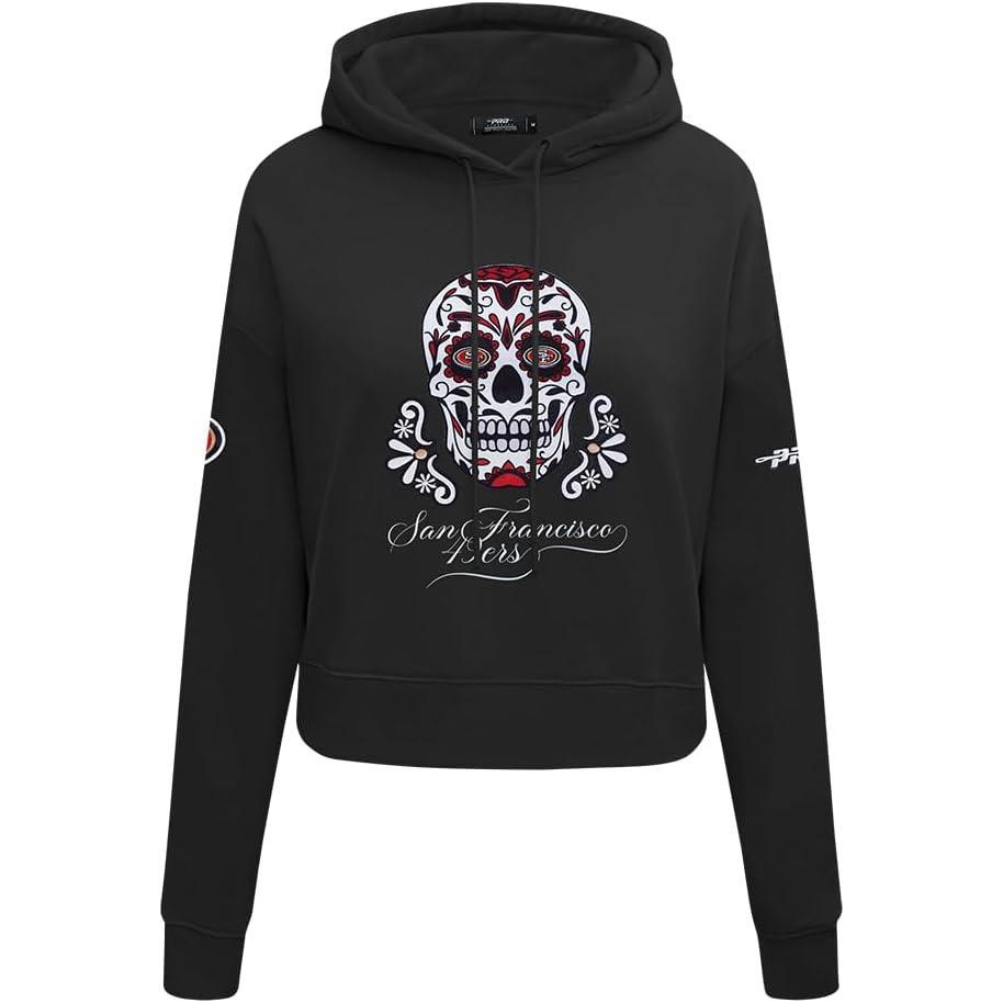 image:imagePro Standard Womens NFL Sugar Skull Cropped Pullover HoodieBlack