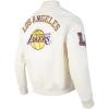 Mens NBA City Signature Leather Jacket(Eggshell)