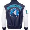 Mens NBA City Signature Leather Jacket(Midnight Navy/White)