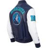 Mens NBA City Signature Leather Jacket(Midnight Navy/White)