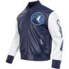 Mens NBA City Signature Leather Jacket(Midnight Navy/White)