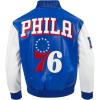 Mens NBA City Signature Leather Jacket(Royal Blue/White)
