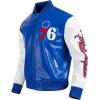 Mens NBA City Signature Leather Jacket(Royal Blue/White)