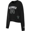 Pro Standard NBA womens Womens Nba Milwaukee Bucks Classic Player Brushed Back French Terry Crewneck Sweatshirt(Black)