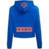 Pro Standard NBA womens Womens Nba New York Knicks Classic Player Brushed Back French Terry Cropped Pullover Hoodie(Royal Blue)