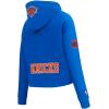 Pro Standard NBA womens Womens Nba New York Knicks Classic Player Brushed Back French Terry Cropped Pullover Hoodie(Royal Blue)