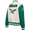Pro Standard Womens NFL Retro Classics Varsity Jacket(Eggshell/ Kelly Green)