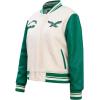 Pro Standard Womens NFL Retro Classics Varsity Jacket(Eggshell/ Kelly Green)
