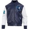 Mens NBA City Signature Leather Jacket(Midnight Navy/White)