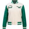 Pro Standard Womens NFL Retro Classics Varsity Jacket(Eggshell/ Kelly Green)
