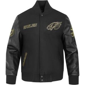 Las Vegas Raiders Black & Gold Men’s Wool Varsity Jacket (Jet Black) by Pro Standard(Black)