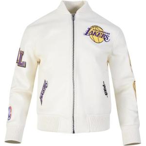 Mens NBA City Signature Leather Jacket(Eggshell)