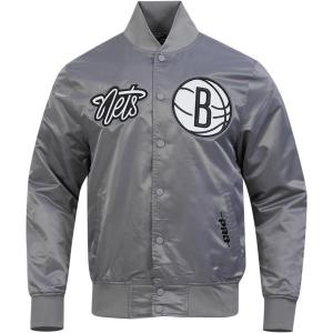 Mens NBA Souvenir Satin Jacket(Gray)