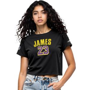 Pro Standard NBA Womens Womens NBA Los Angeles Lakers Classic Player Cotton Short Sleeve Boxy Tee(Black)